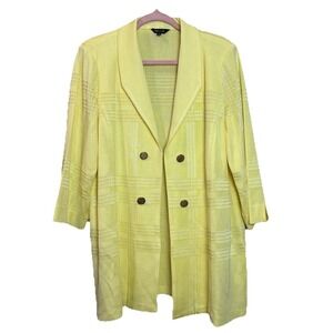 Misook Knit Light Yellow Jacket Topper Cardigan Gold Buttons Size 0X EUC Career‎